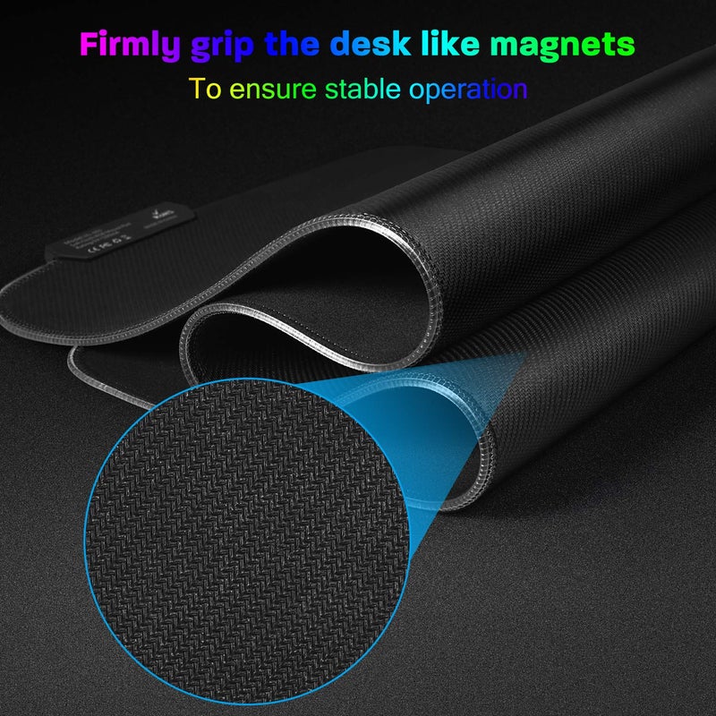LeadsaiL RGB Gaming Mouse Pad, 15 Light Modes LED Soft Extra Extended Large Mousepad, Non-Slip Rubber Base Computer Keyboard Mouse Mat with Durable Stitched Edges- 31.5 X 12 Inch (RGB Black) - Image 5